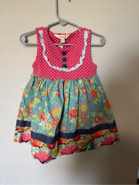 Matilda Jane Girls' Pink & Aqua Floral Sleeveless Dress 2T